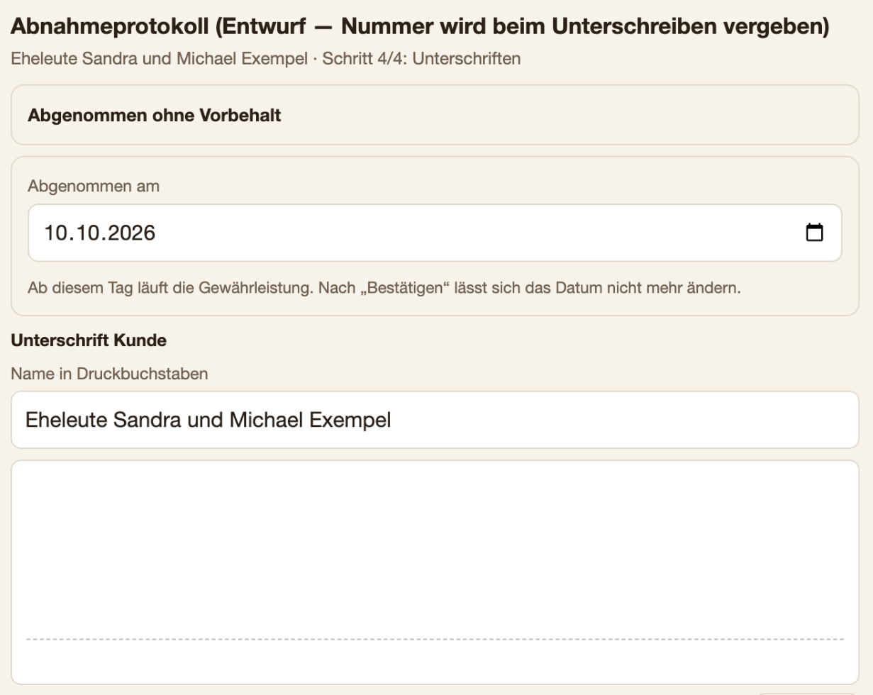 Das Abnahmedatum