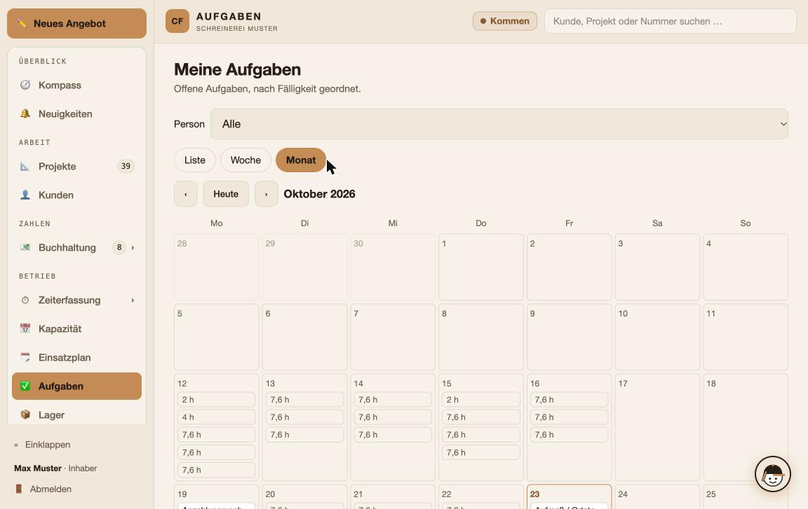Kalender, Zeitschiene und Kalender-Abo