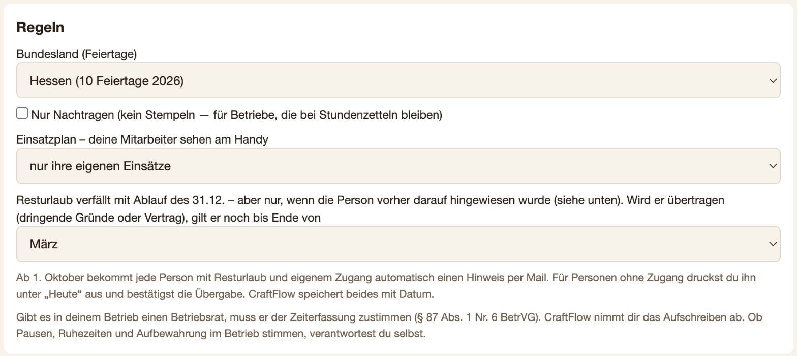Personal anlegen: Vertrag, Regeln und Austritt