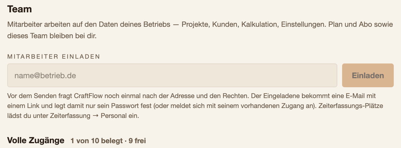 Mitarbeiter einladen